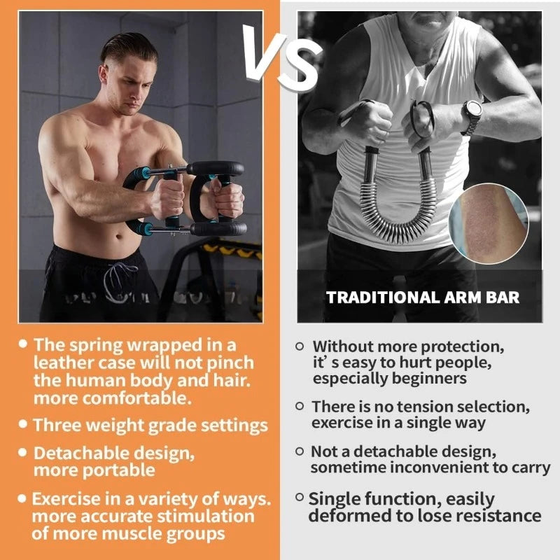 PowerBar Pro Max – Adjustable Spring Arm, Chest & Forearm Strength Trainer