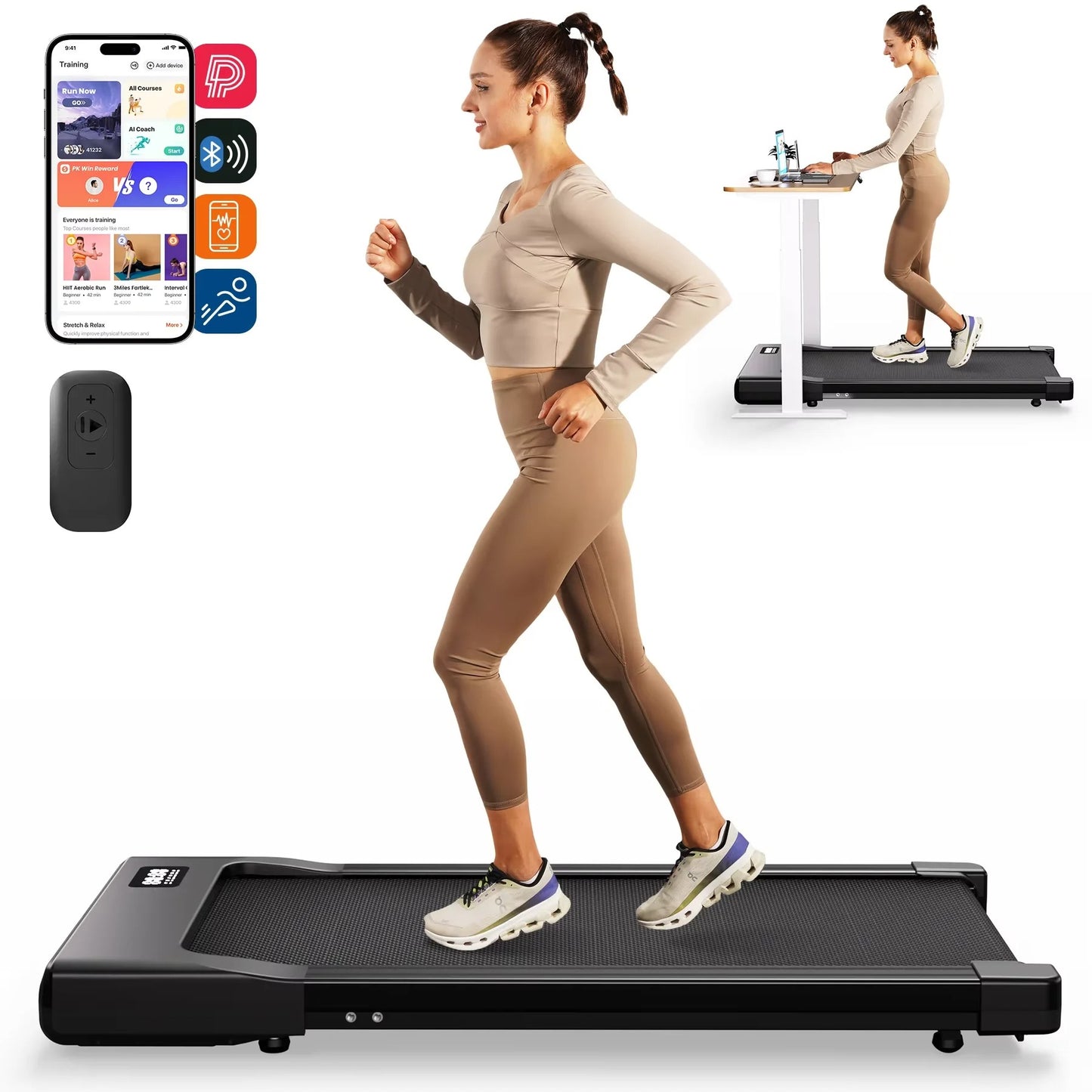 2 in 1 Foldable Treadmill Under Desk with Remote Control, LED Display
