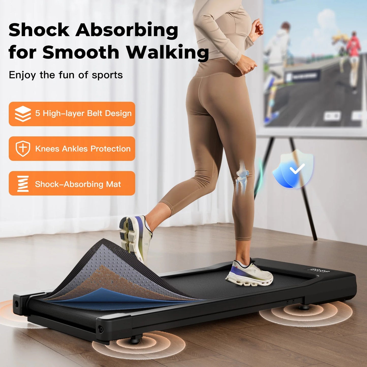 2 in 1 Foldable Treadmill Under Desk with Remote Control, LED Display