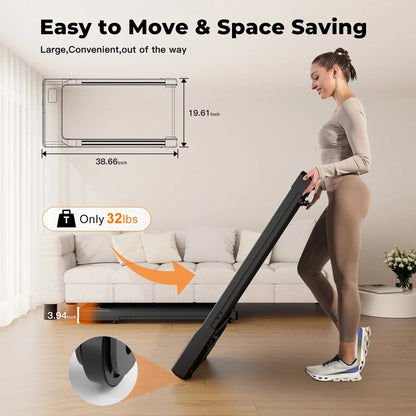 2 in 1 Foldable Treadmill Under Desk with Remote Control, LED Display