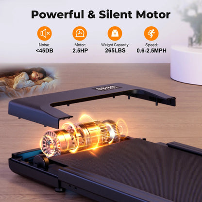 2 in 1 Foldable Treadmill Under Desk with Remote Control, LED Display