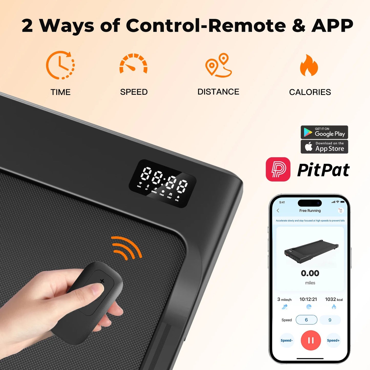 2 in 1 Foldable Treadmill Under Desk with Remote Control, LED Display